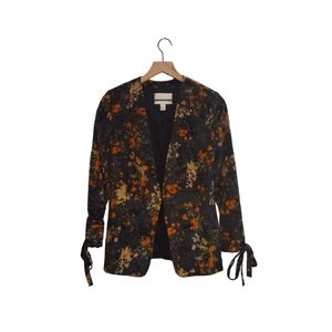 Hinge Floral Velvet Open Front Blazer Cardigan Size XS
